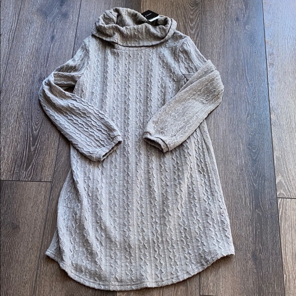 taupe long sweater dress (lined)